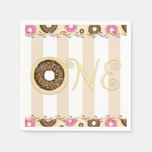 Serviettes Jetables Gâteaux Donuts Marron Crème avec Paillettes pour P