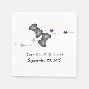 Serviettes Jetables Geeky Gamers Mariage Papier Napkins Argent violet