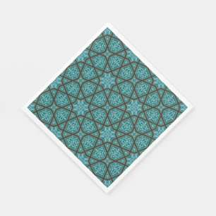 Serviettes Jetables Géométrique arabe égyptien dans bleu et gris