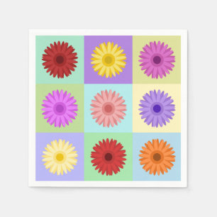 Serviettes Jetables Gerbera 3x3 Conception de marguerite