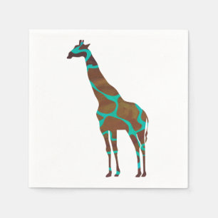 Serviettes Jetables Giraffe Impression Brown et Turquoise