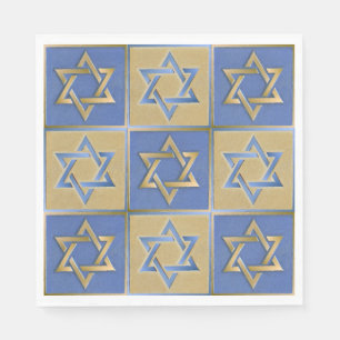 Serviettes Jetables Gold Blue Star de David Art Panels