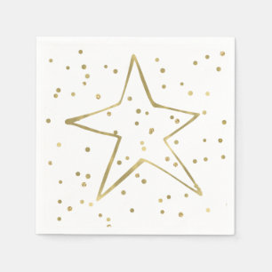 Serviettes Jetables Gold Confetti Star