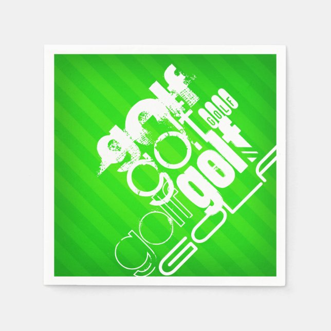 Serviettes Jetables Golf ; Neon Green Stripes. (Devant)