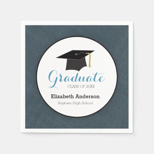Serviettes Jetables Graduate Class of 2023 Blue Denim (Devant)