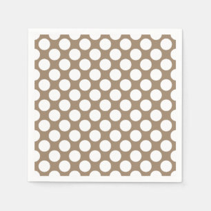 Serviettes Jetables Grands points rétro - blanc et taupe