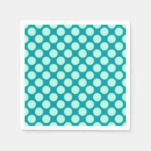 Serviettes Jetables Grands rétros points - turquoise et aqua