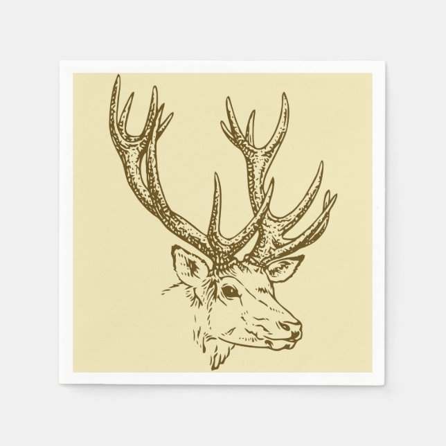Serviettes Jetables Graphique d'illustration de la tête de cerf (Devant)