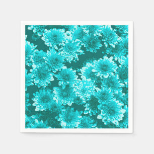 Serviettes Jetables Graphisme moderne Dahlia Motif, Turquoise et Aqua