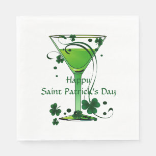 Serviettes Jetables Green Cocktail Shamrock Jour de l'Saint Patrick Pa