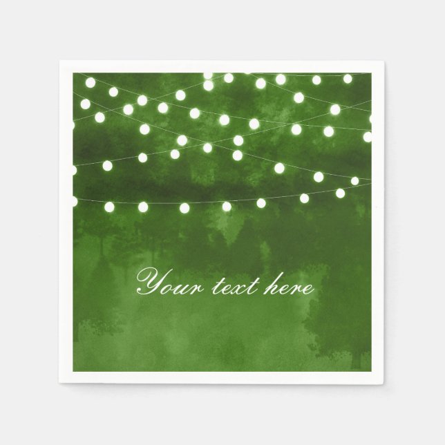 Serviettes Jetables Green Forest Rustic String Lights Mariage Napkins (Devant)