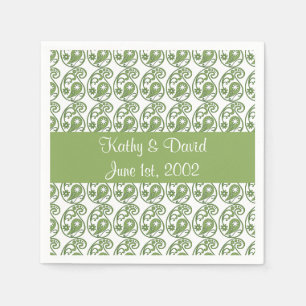 Serviettes Jetables Green Paisley (Mariage)