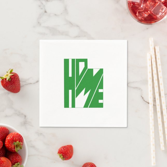 Serviettes Jetables Green Utah HOME State Word Art (En situation)