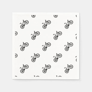 Serviettes Jetables Griffonnage tiré par la main simple de bicyclette