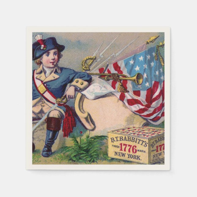 Serviettes Jetables Guerre révolutionnaire drapeau de garçon patriotiq (Devant)