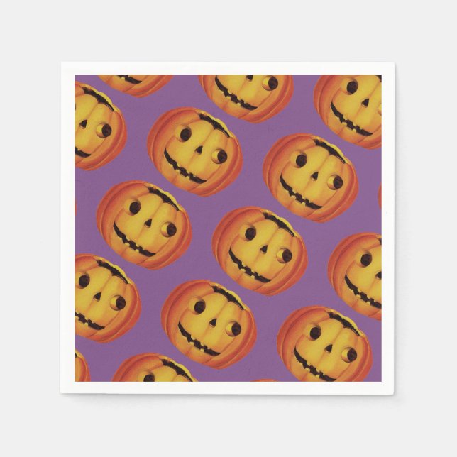 Serviettes Jetables Halloween à l'ancienne, Citrouille (jack-o'-lanter (Devant)