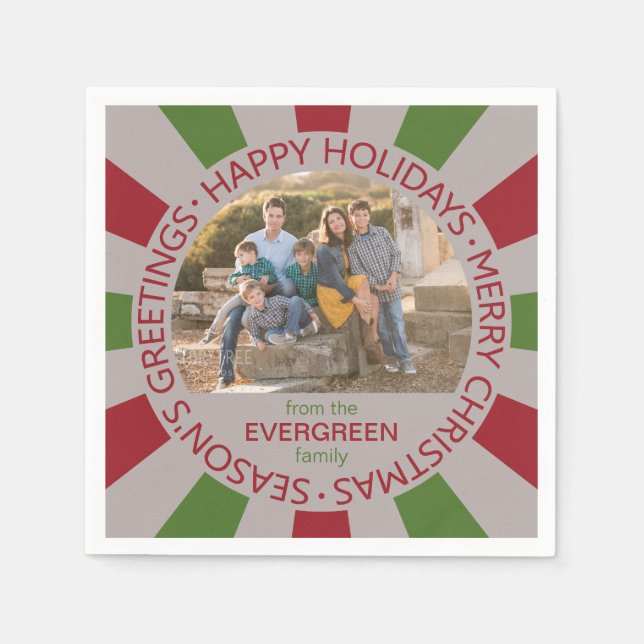 Serviettes Jetables Happy Holidays personnalisés photo & nom serviette (Devant)