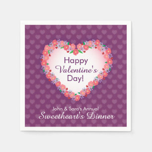 Serviettes Jetables Heureuse Sainte-Valentin, le dîner de l'amoureux