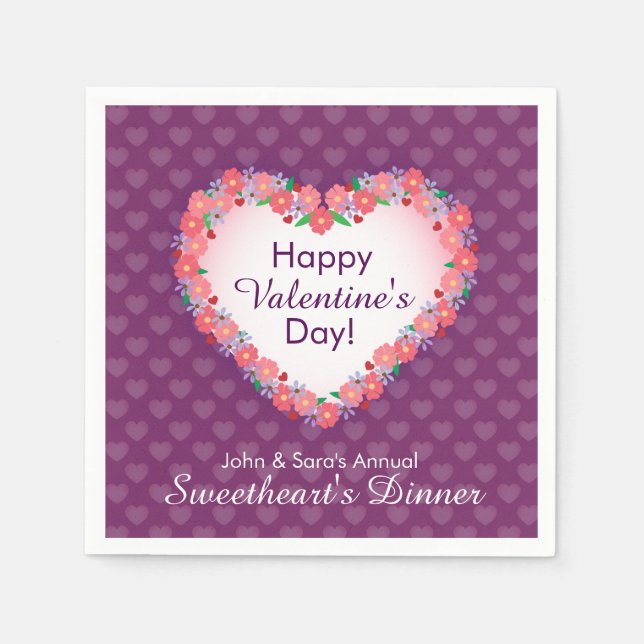 Serviettes Jetables Heureuse Sainte-Valentin, le dîner de l'amoureux (Devant)