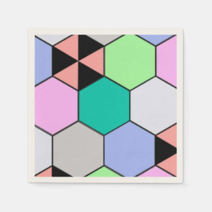 SERVIETTES JETABLES HEXAGON COLORÉ