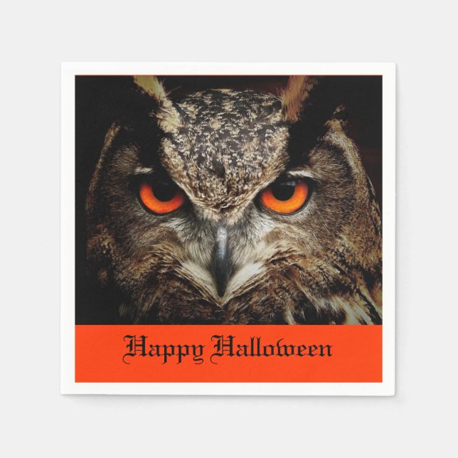Serviettes Jetables Hibou d'Halloween (Devant)
