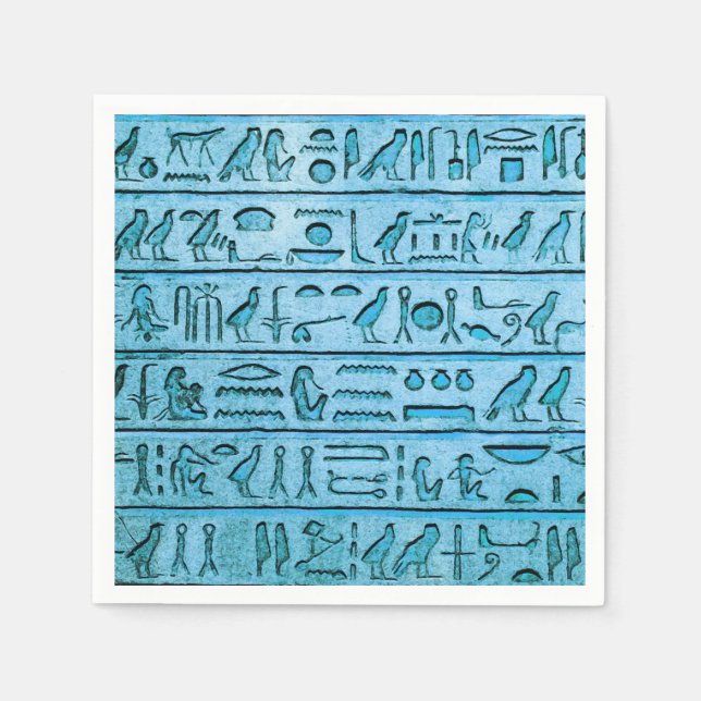 Serviettes Jetables Hiéroglyphes égyptiens antiques bleu (Devant)