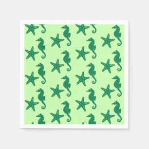 Serviettes Jetables Hippocampe et poisson-étoiles - citron vert et é