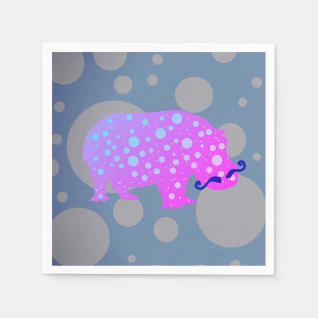 Serviettes Jetables Hipster Hippopotamus Cocktail Papier de Cocktail s (Devant)