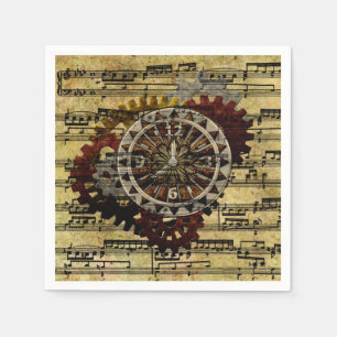 Serviettes Jetables Horloges grunges et vitesses de Steampunk