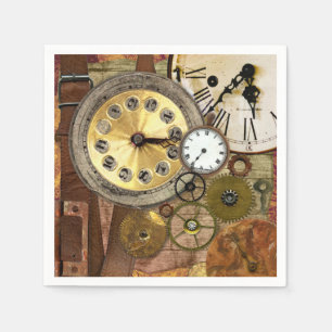 Serviettes Jetables Horloges Rusty Old Steampunk Art
