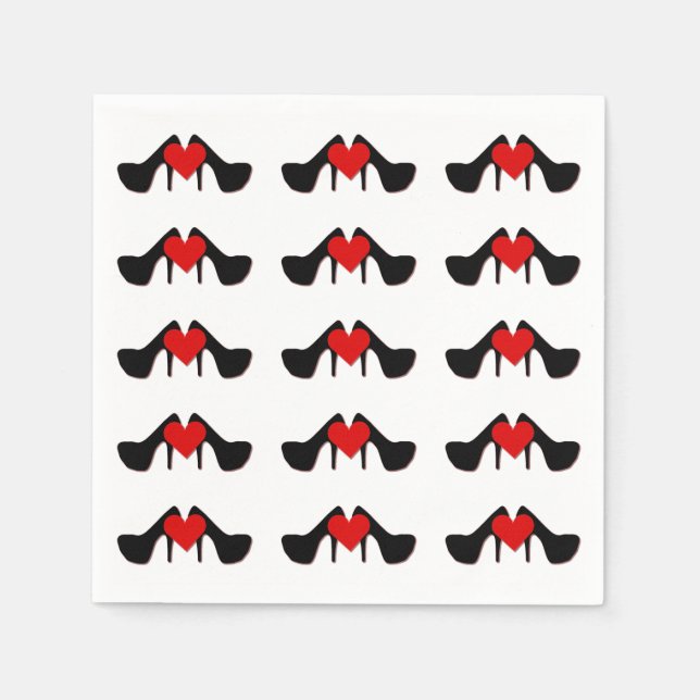 Serviettes Jetables I Chaussures de coeur Motif serviettes (Devant)
