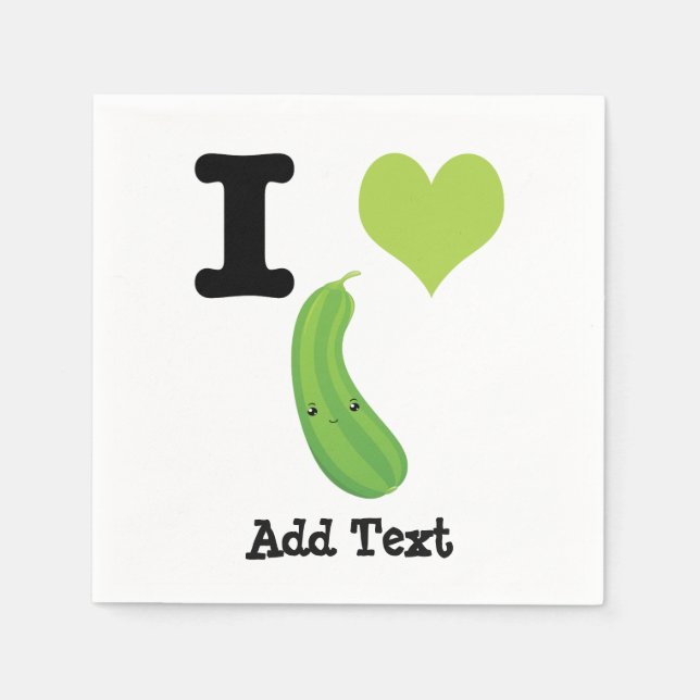 Serviettes Jetables I Heart Zucchini Cute Kawaii Zucchini (Devant)