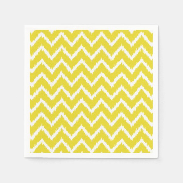 Serviettes Jetables Ikat Chevrons - moutarde jaune et blanc (Devant)