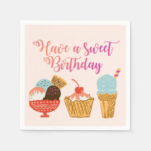 Serviettes Jetables Illustration de crème glacée d'anniversaire