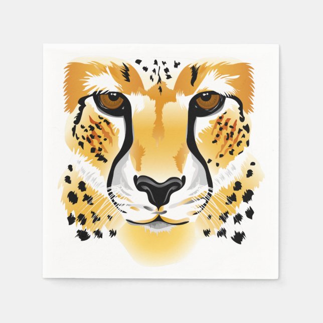 Serviettes Jetables illustration de gros plan de la tête de guépard (Devant)