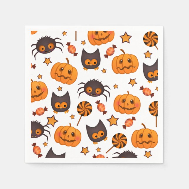 Serviettes Jetables Illustration du Motif d'Halloween mignon (Devant)