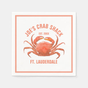 Serviettes Jetables Illustration orange d'aquarelles de crabe mignon