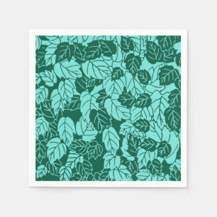 Serviettes Jetables Impression de feuille japonaise, turquoise et aqua