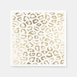 Serviettes Jetables Impression de guépard blanc chic simple