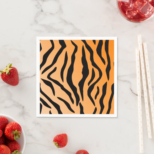 Serviettes Jetables Impression Faux Tiger (En situation)