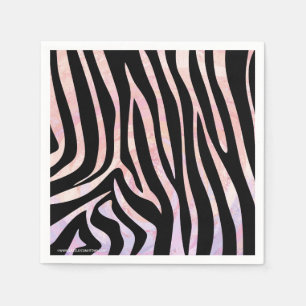 Serviettes Jetables Impression noire et rose Zebra