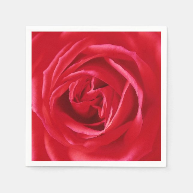 Serviettes Jetables imprimé rose rouge (Devant)