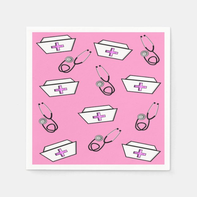 Serviettes Jetables Infirmière Casquettes de serviettes et stéthoscope (Devant)
