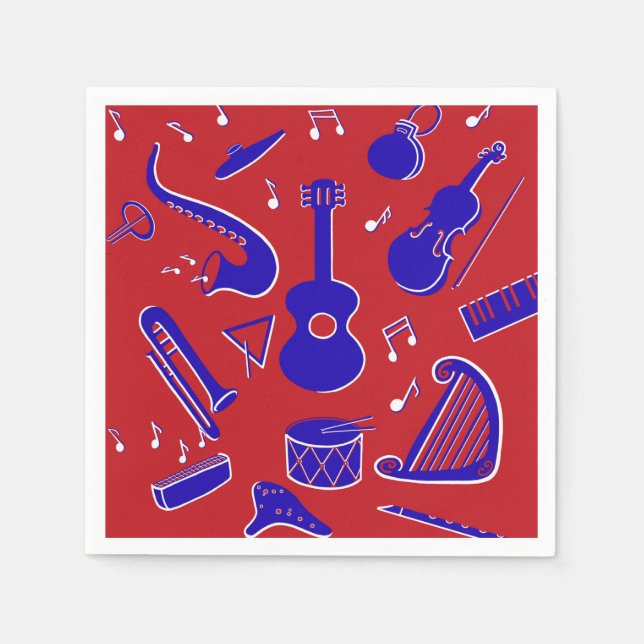 Serviettes Jetables Instruments de musique (Devant)