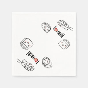 Serviettes Jetables J'aime Sushi Napkin