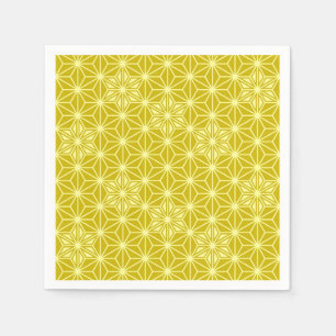 Serviettes Jetables Japonais Asanoha motif - or moutarde