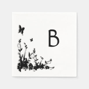 Serviettes Jetables Jardin de papillons initial