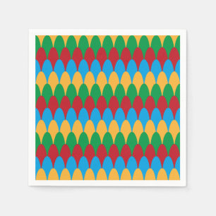 Serviettes Jetables Jaune Bleu Vert & Rouge Géométrique Coquilles