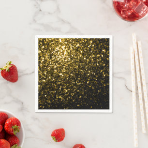 Serviettes Jetables Jaune or foncé faux paillettes scintille