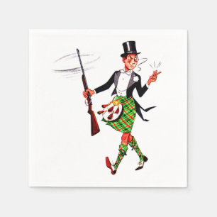 Serviettes Jetables jaunty Scotsman avec fusil